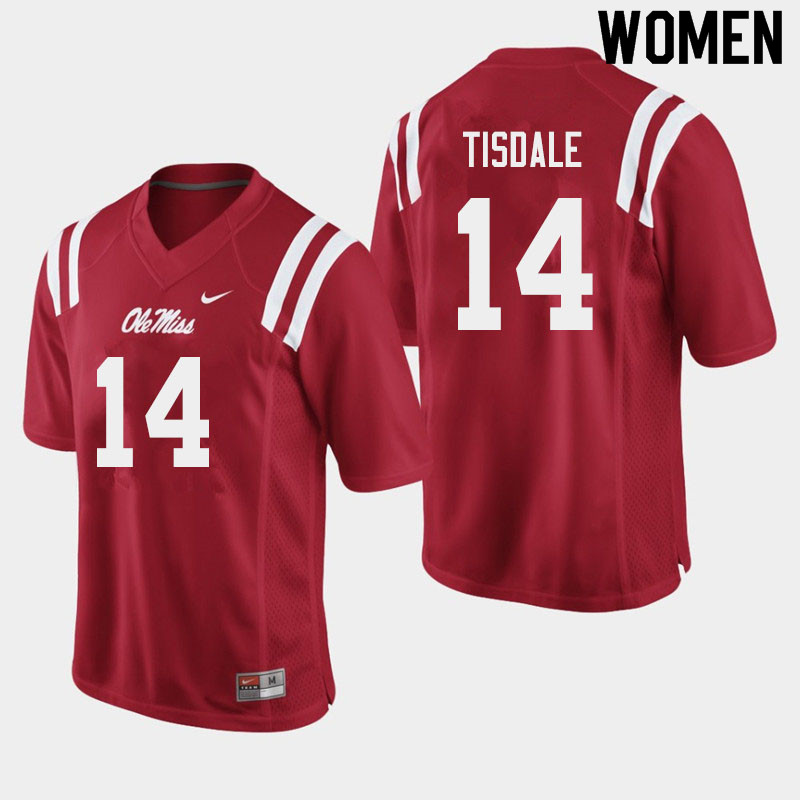 Grant Tisdale Ole Miss Rebels NCAA Women's Red #14 Stitched Limited College Football Jersey FEF8258PR